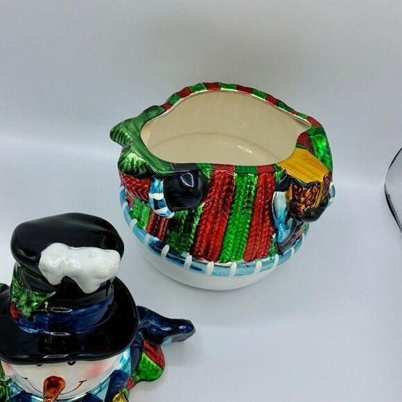 DAVIDS COOKIES Snowman Metallic Cookie Jar - Picture 8 of 10
